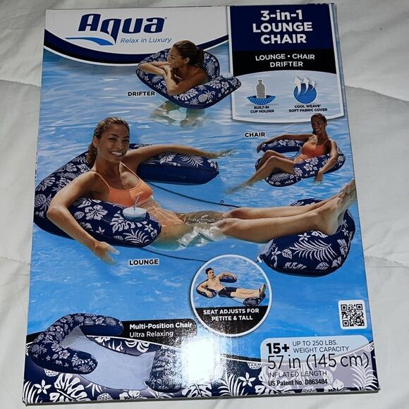 New Aqua 3 in-1 beach swim recliner Pool Hammock &Float lounge chair float lazy - Picture 3 of 3